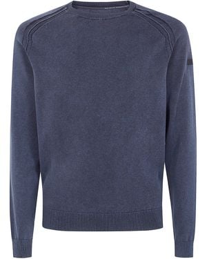 Rrd "Techno" Wash Round Neck 14 Knit Sweater - Blue