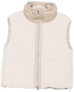Herno Sequin Sleeveless Zip Jacket - Natural