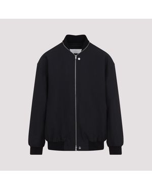 Jil Sander Bomber Jacket With Ribbed Cuffs - Black