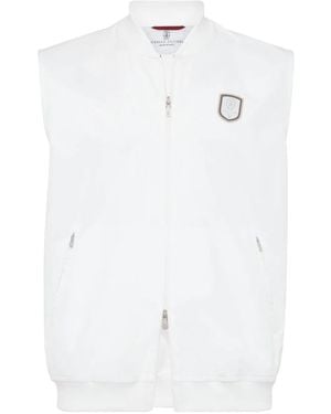 Brunello Cucinelli Sleeveless Zip-Up Jacket - White