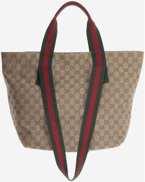 Gucci Shopping Bag Gg Canvas - Brown