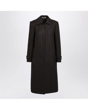 Tagliatore Singlebreasted/ Houndstooth Wool Coat - Black