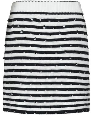 Valentino Striped Knit Mini Skirt With Sequin Details - Blue