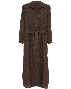 Emporio Armani Belted Shirt Midi Dress - Brown