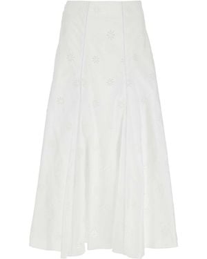 Chloé Crisp Cotton Poplin Midi Skirt - White
