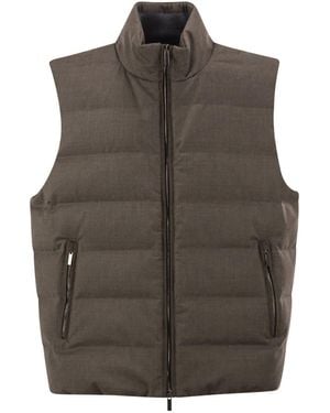 Peserico Wool Blend Padded Gilet With High Collar - Brown