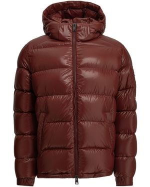 Herno Short Down Jacket With Logo - Brown