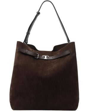 Tod's Medium Tim Suede Hobo Bag - Black