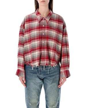 R13 Drop Neck Cropped Shirt - Red