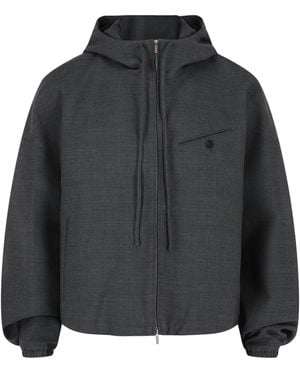 Ferragamo Wool Zip-Up Jacket - Black