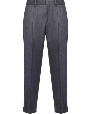 D 40 Wool And Cashmere Flannel Tiberio Trousers<Br - Blue