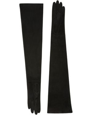 Max Mara Long Suede Gloves - Black