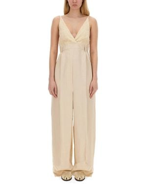 Alysi Malfile Satin Jumpsuit - Natural