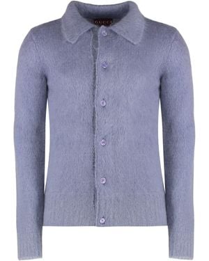Gucci Cardigan Brushed Mohair Wool Cardigans - Blue