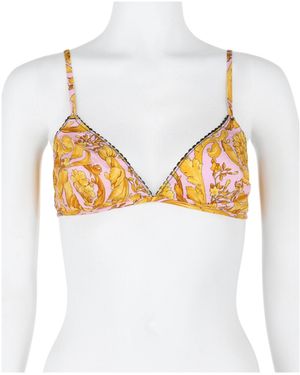 Versace Barocco-Print Triangle Bralette - White