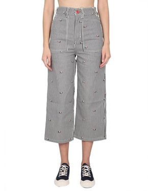 KENZO Stripes Relaxed High Rise Jeans - Gray