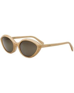 Celine Sunglasses Cat Eye Full Rim, Shiny Milky Peach With Glitter Frame And Lens Cl40264U59E - Brown