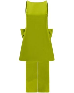 Self-Portrait Maxi Bow Dress - Green