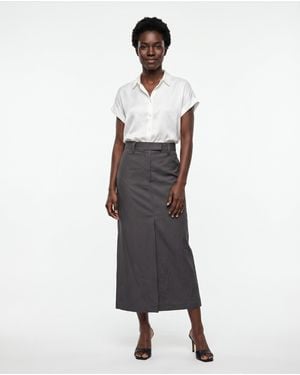 Brunello Cucinelli Charcoal Linen Blend Skirt - White