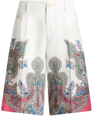 Etro Linen Cotton Shorts - White