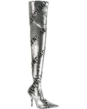 Balenciaga Knife Over-The-Knee Boots - White