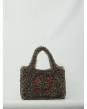 Stella McCartney Teddy-Effect Logo Tote Bag - Gray