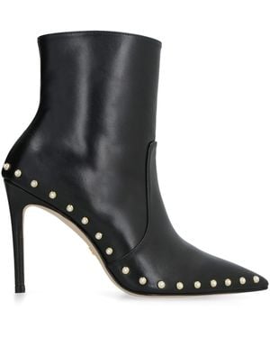 Stuart Weitzman Studded Pointed Toe Boots - Black