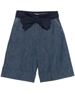 Valentino Bow-Embellished Denim Shorts - Blue
