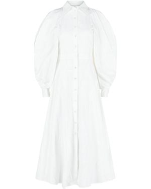 McQueen Cold-Shoulder Cotton Midi Dress - White