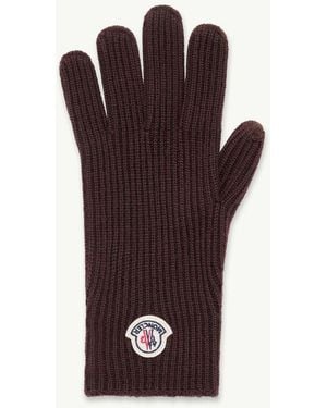 Moncler Wool Logo Patch Gloves - Red