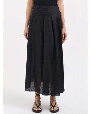 Isabel Benenato Linen Wrap Skirt - Black