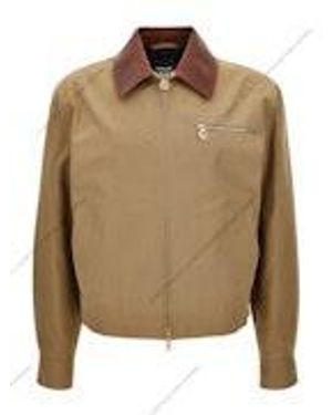 Versace Cotton Jacket With Contrast Collar - Brown