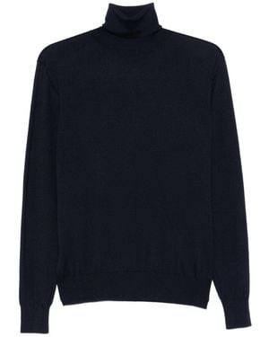 Saint Laurent Wool And Cashmere Turtle Knitwear - Blue