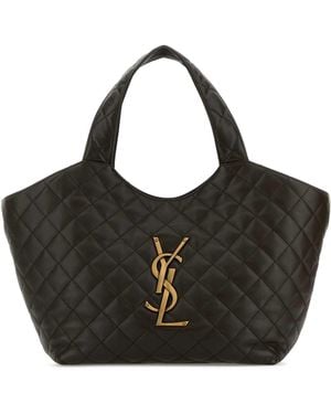 Saint Laurent Icare Medium Leather Tote - Black