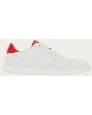 Ferragamo Signature Low-Top Leather Sneakers - White