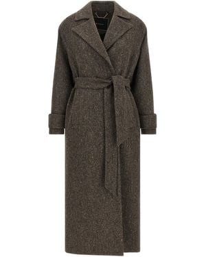Kiton Chevron Wool Coat - Gray