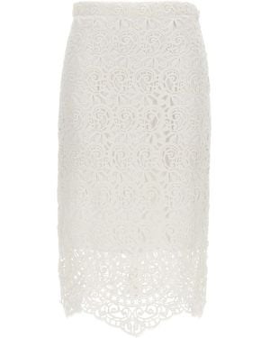 Burberry Macramé Lace Sheath Skirt - White