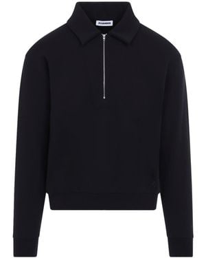 Jil Sander Ink Half Zip Sweatshirt - Blue