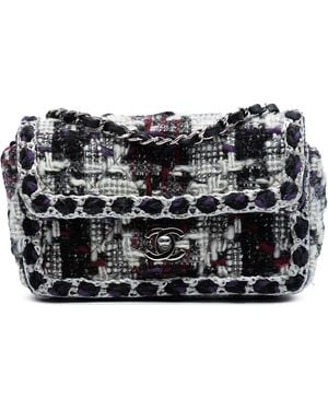 CHANEL Mini Rectangular Quilted Tweed Single Flap - Black