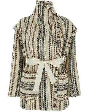 Isabel Marant Striped Fringed Jacket By Illisa - Gray