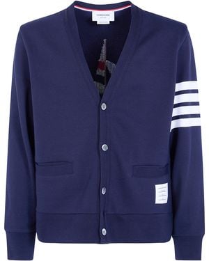Thom Browne 4-Bar Boat Cotton Cardigan - Blue