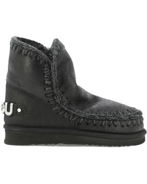 Mou "Eskimo 18 With Rhinestones Logo" Ankle Boots - Black