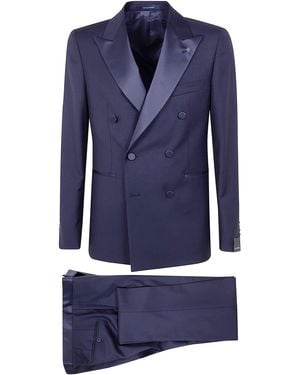 Tagliatore Double-Breasted Wool Coat - Blue
