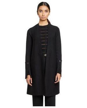 Ferragamo Lace-Panel Open Coat - Black