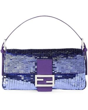 Fendi Baguette 26424 Sequinned Bag - Blue