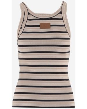 Fendi Tank Top Striped Stretch Cotton - Gray
