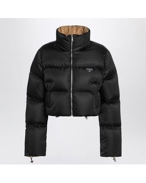 Prada Cropped Re-Nylon Down Jacket - Black