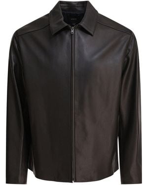 Vince Leather Jacket With Zipper - Black