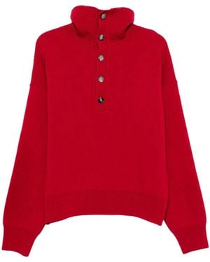 Ami Paris Ami De Coeur Button-Fastening Sweater - Red