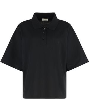 Saint Laurent Cotton-Piqué Blend Polo Shirt - Black